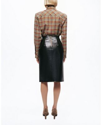 Buckle Detail Front-Slit Skirt