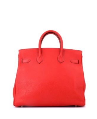HAC 32 Handbag Red Clemence with Palladium Hardware