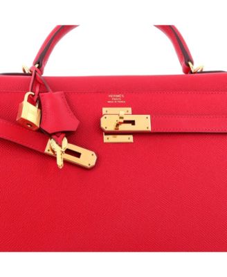 Kelly 32 Handbag Red Epsom with Gold Hardware