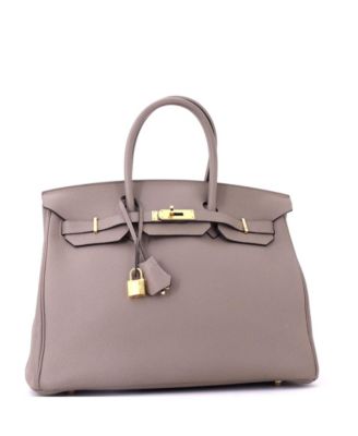 Birkin 35 Handbag Grey Togo with Gold Hardware