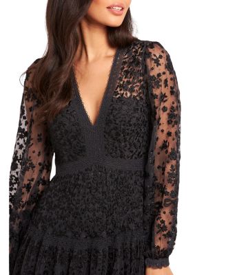 Celestia Ribbon Long Sleeve V-Neck Gown