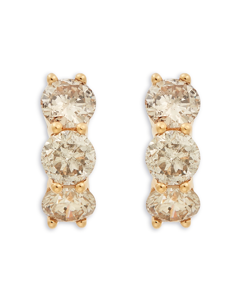 Ileana Makri 18K Yellow Gold Fine Cascade Light Brown Diamond Drop Earrings
