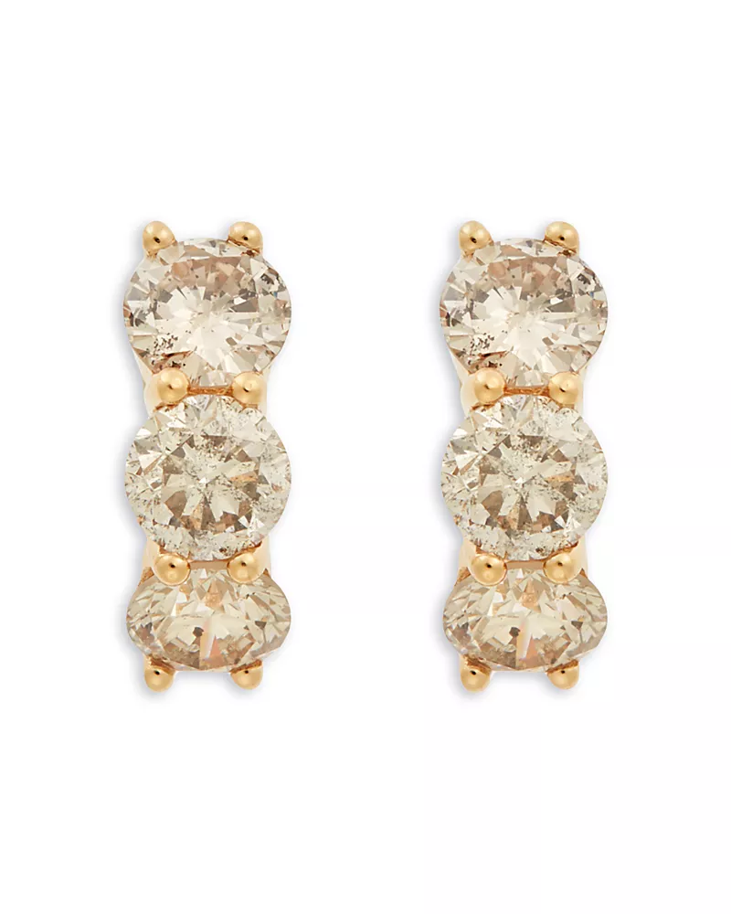 Ileana Makri 18K Yellow Gold Fine Cascade Light Brown Diamond Drop Earrings