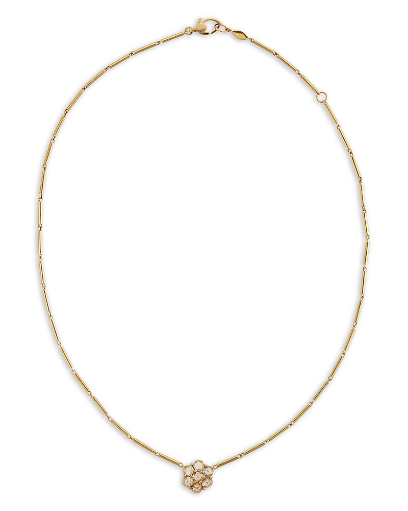 Ileana Makri 18K Yellow Gold Fine Florescence Champagne Diamond Daisy Bloom Pendant Necklace, 14.96-16.53