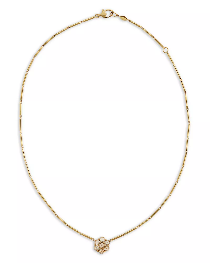 Ileana Makri 18K Yellow Gold Fine Florescence Champagne Diamond Daisy Bloom Pendant Necklace, 14.96-16.53