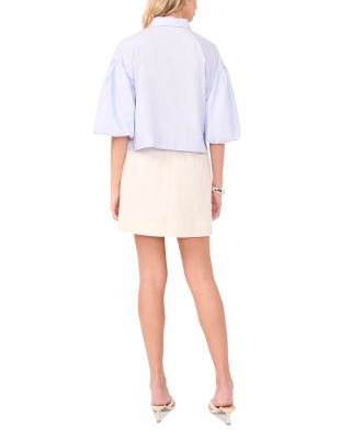 Puff Sleeve Cotton Button Up Top