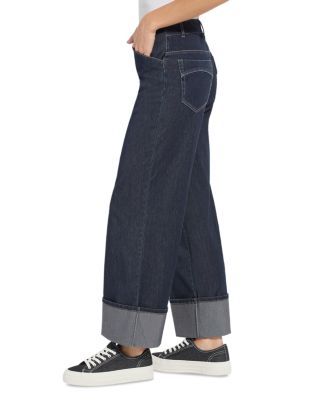 Samara High Rise Cuffed Wide Leg Jeans in Indigo