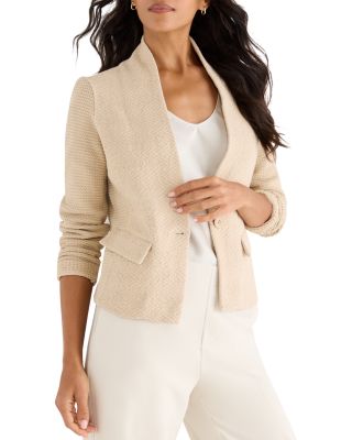 Weave Mix Collarless Knit Jacket