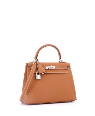 Kelly 25 Handbag Brown Epsom with Palladium Hardware