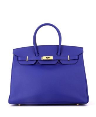 Birkin 35 Handbag Blue Epsom with Gold Hardware