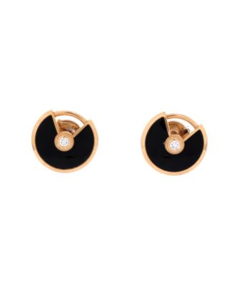  XS Amulette Stud Earrings 18K Rose Gold with Diamond and Onyx