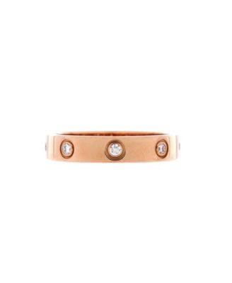  Love Wedding Band 8 Diamonds Ring 18K Rose Gold with Diamonds