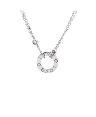  2 Diamonds Love Pendant Necklace 18K White Gold with Diamonds 16"