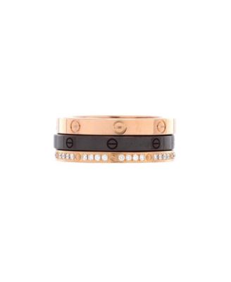  Love Band 3 Ring Set 18K Rose Gold, Diamonds and Ceramic