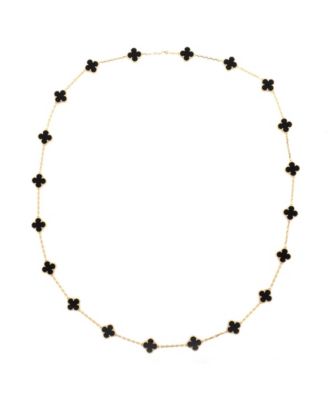  Vintage Alhambra 20 Motifs Necklace 18K Gold and Onyx 33.50"