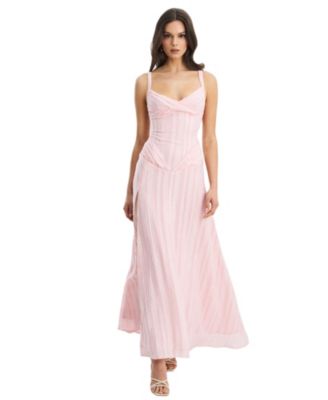 Mallory Stripe Jacquard High Slit Gown