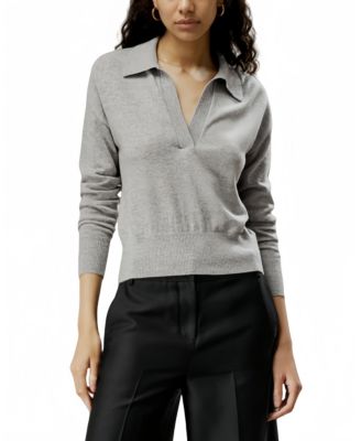 Women's V Neck Cashmere Polo Sweater