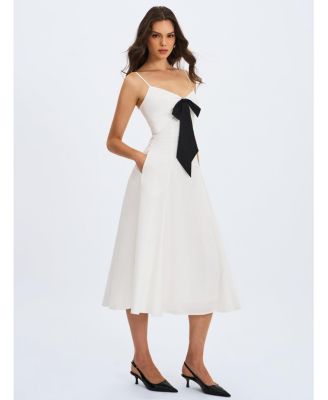  Corinne Poplin Flared Maxi Dress with Removable Bow