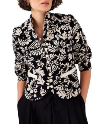  Women's Jacquard Floral Cropped Jacket