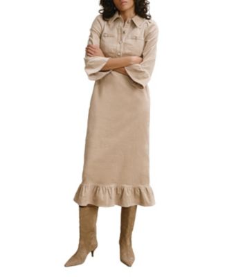  Women's Corduroy Midi Dress