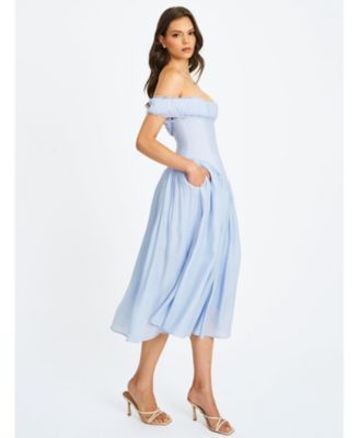  Xavy Rayon Off Shoulder Corset Midi Dress