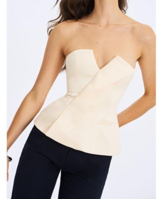  Yani Asymmetrical Lapel Sleeveless Peplum Top