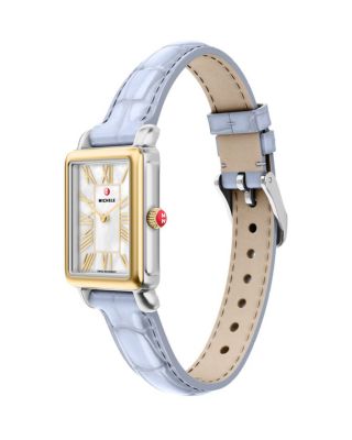 Deco Park Two-Tone 18K Gold-Plated Pastel Blue Leather Watch, 23mm x 29mm