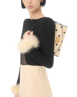 DeVain Moir&eacute; Plus De Pois Fabric Small VLogo Shoulder Bag