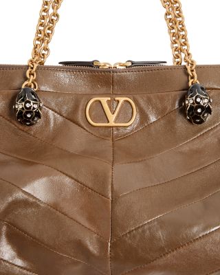 Panthea Nappa Leather Chevron VLogo Shoulder Bag