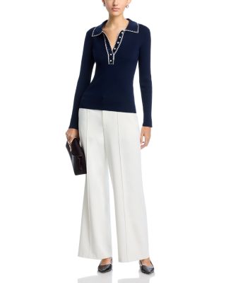 Contrast Whipstitch Rib Sweater