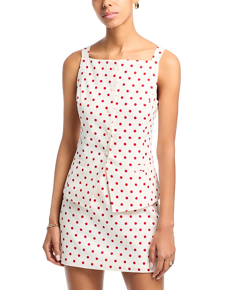 Wayf Joan Polka Dot Button Front Top