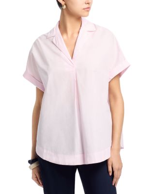 Poplin Collar Short Sleeve Pullover Top