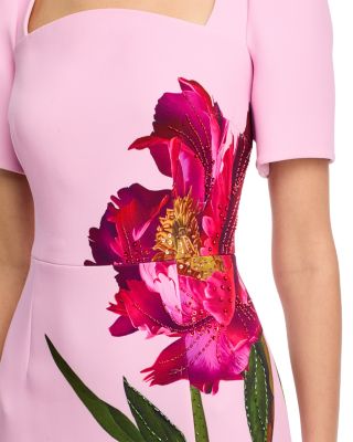 Digital Floral Crepe Column Gown