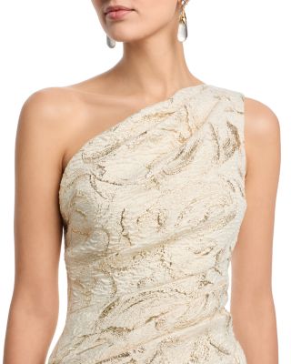 Metallic Jacquard One Shoulder Gown