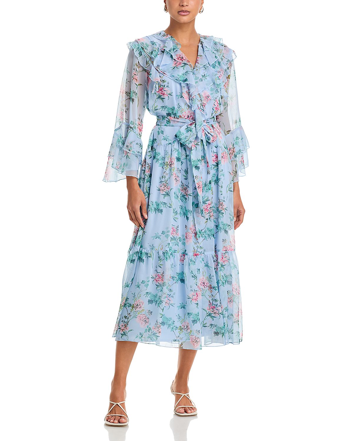 Aqua Floral Ruffle Maxi Dress - Exclusive