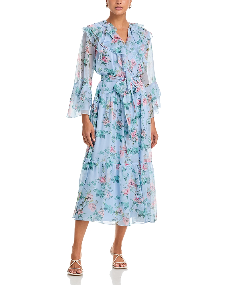 Aqua Floral Ruffle Maxi Dress - Exclusive