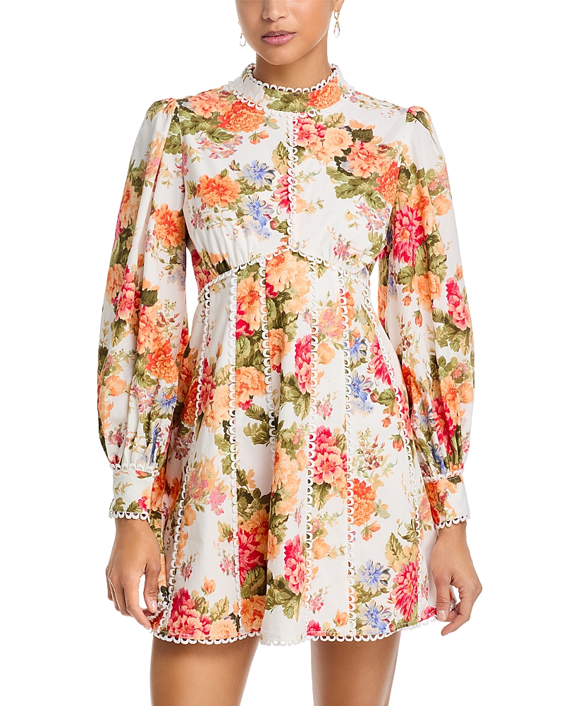 Aqua Floral Ric Rac Inset Mini Dress - Exclusive