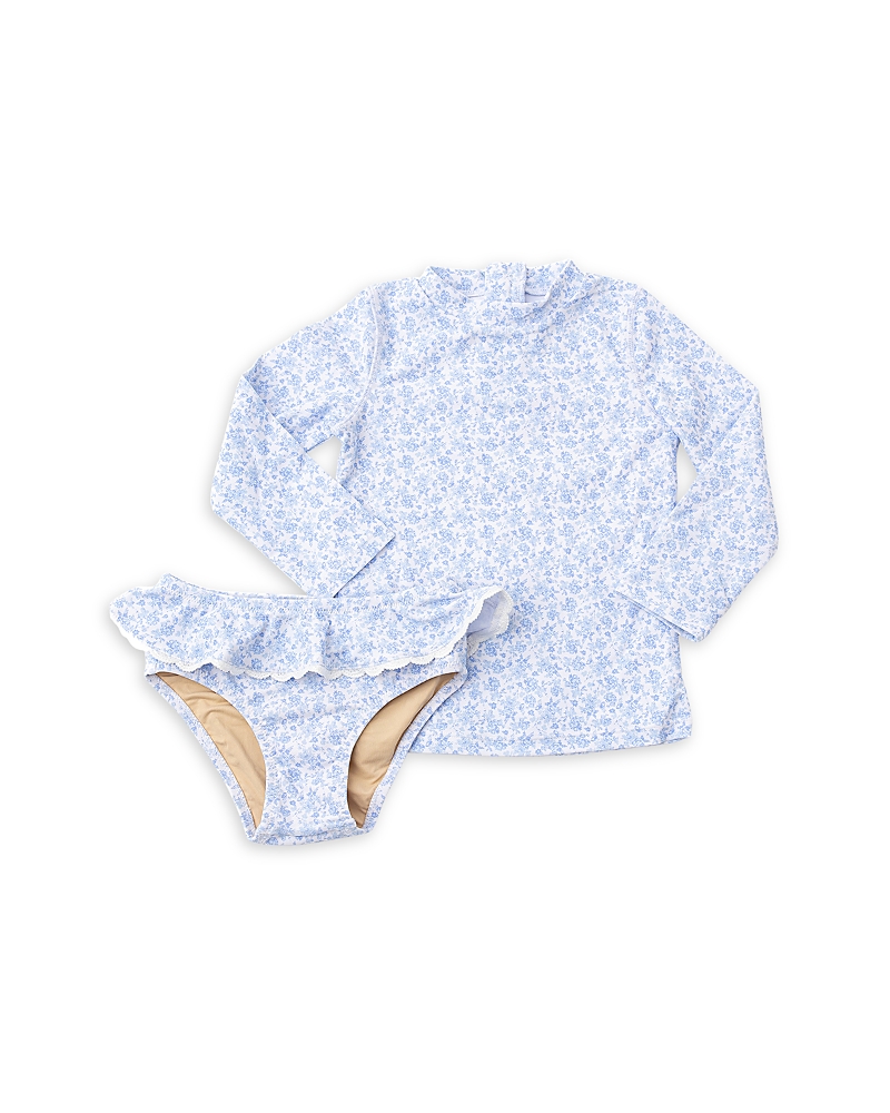 Shade Critters Girls' Coastal Garden Floral Rashguard Two Piece Swimsuit - Little Kid