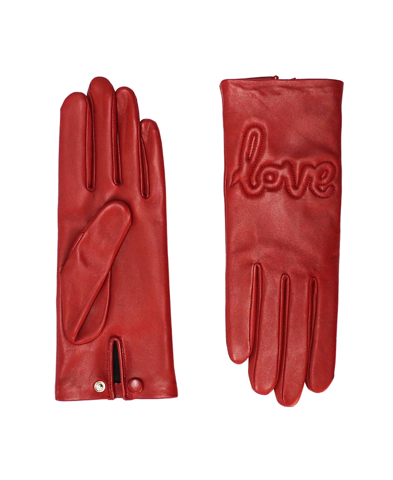 Agnelle "love" Lambskin Gloves In Burgundy