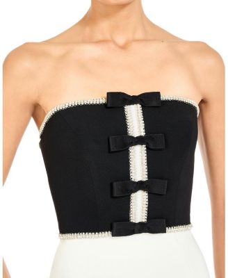  Odette Bow-Embellished Beaded Midi Dress