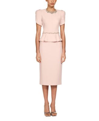 Jenny Packham Jules Floral-embellished Midi Dress In Pink