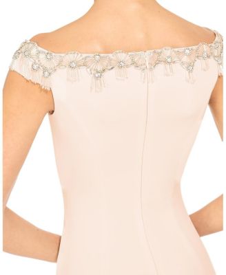  Valorie Beaded Off-Shoulder Midi Dress