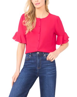 Flounce Elbow Bow Sleeve Top