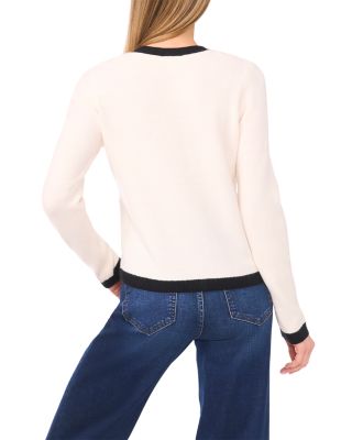 Flower Button V Neck Cardigan Sweater