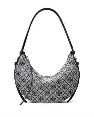 Romy T Monogram Crescent Shoulder Bag