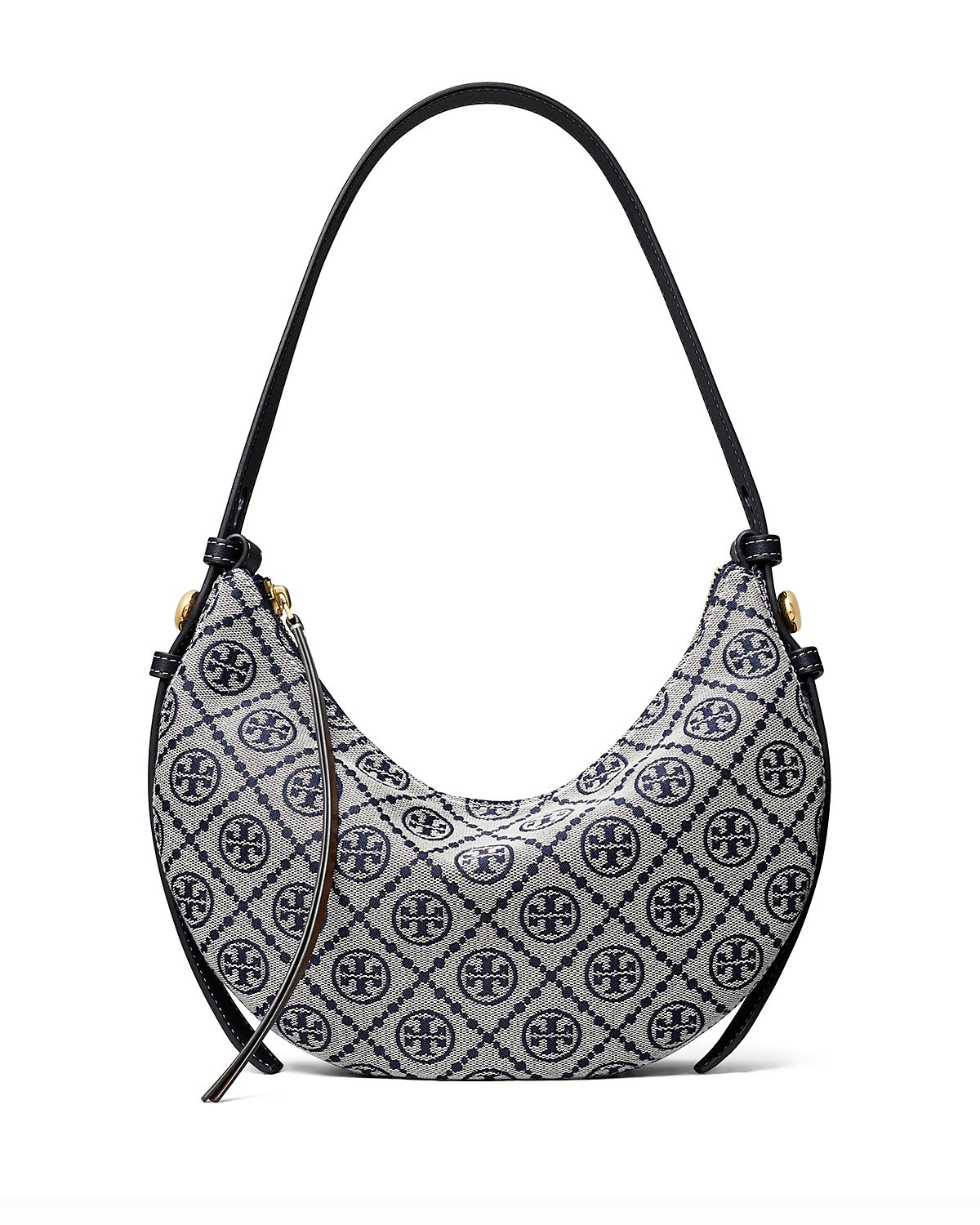 Tory Burch Romy T Monogram Crescent Shoulder Bag