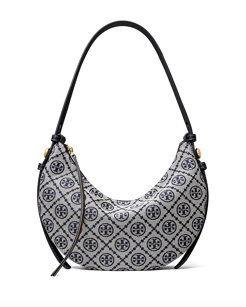 Tory Burch Romy T Monogram Crescent Shoulder Bag