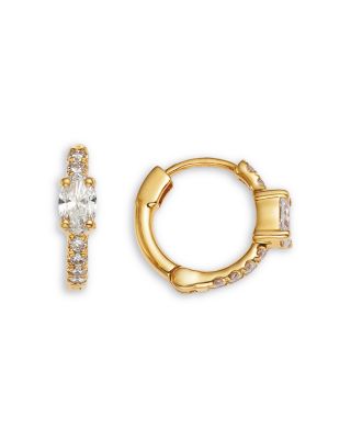 14K Yellow Gold Lab Grown Diamond Oval & Round Hoop Earrings