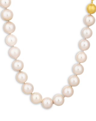 22K & 24K Yellow Gold Oyster Freshwater Pearl Collar Necklace, 21.25"