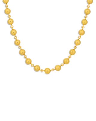 22K & 24K Yellow Gold Spell Diamond Ball Necklace, 16-18"